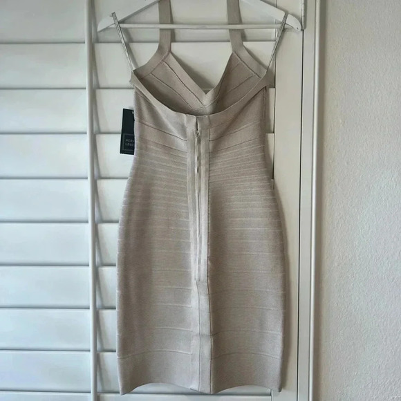 HERVÉ LÉGER NEW Halter Bandage Dress Beige Body Con - Picture 2 of 5